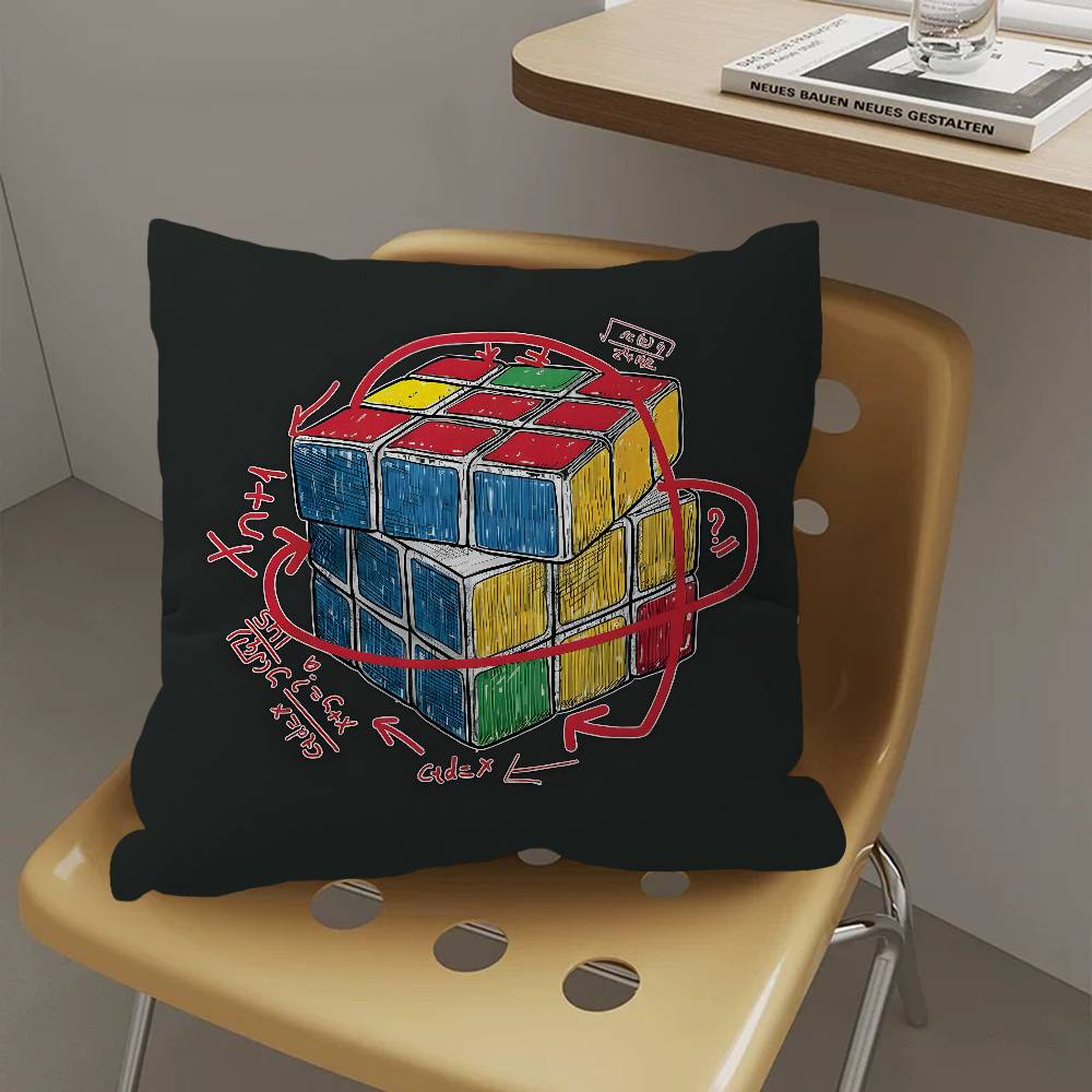Car Living Room Sofa Cushion Cover Rubik'S Cube Cartoon Pattern Cushion Cover Luxury Home Decoration Pillow Cover