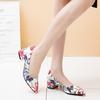 Elegant Flower Print Low Heels Shoes Woman Casual Shallow Party Pumps Female Short Heels Designer Loafer Shoes Large Size 45