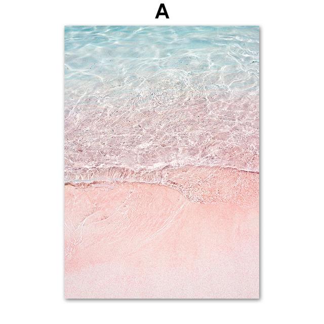 Rowboat Leaf Pink Sea Beach Shell Parasol Nordic Posters And Prints Wall Art Canvas Painting Wall Pictures For Living Room Decor