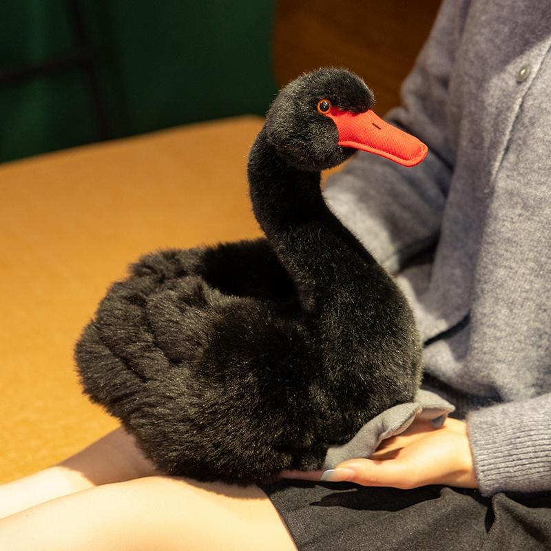 24cm Simulation Black and White Swan Plush Toys Cute Bird Stuffed Animal Doll For Lover's Gifts