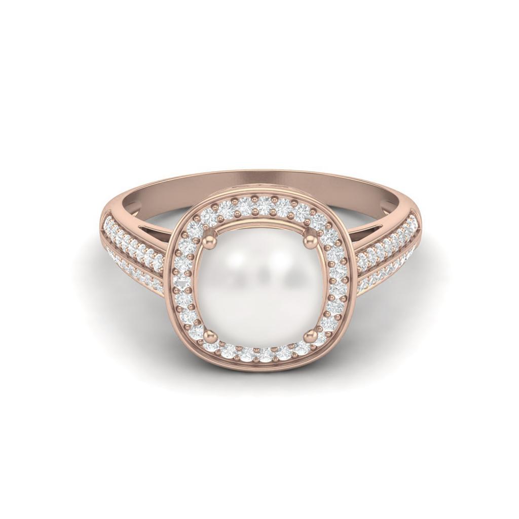 1.5 Cts Cushion Pearl 925 Sterling Silver Rose Vermeil Solitaire Engagement Wedding Women Ring