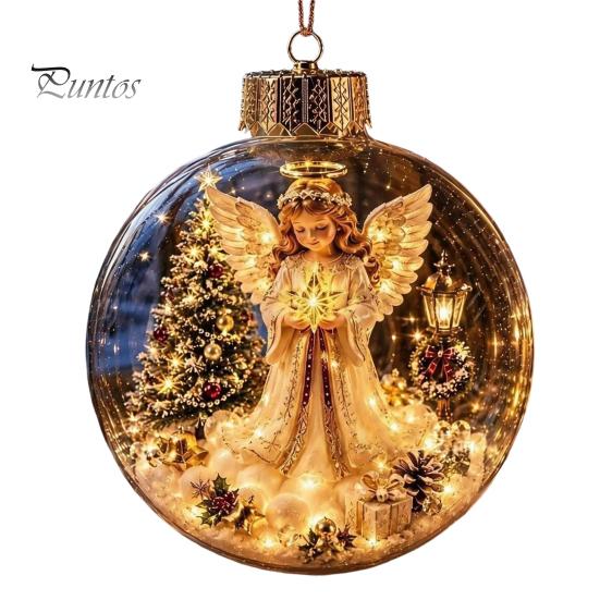 Sfere di Plastica Antirottura Ornamento Storia di Natale Luminoso, Mini Scena Festiva nella Sfera, Decorazioni Luminose Regalo Sfera Trasparente da Appendere all'Albero di Natale