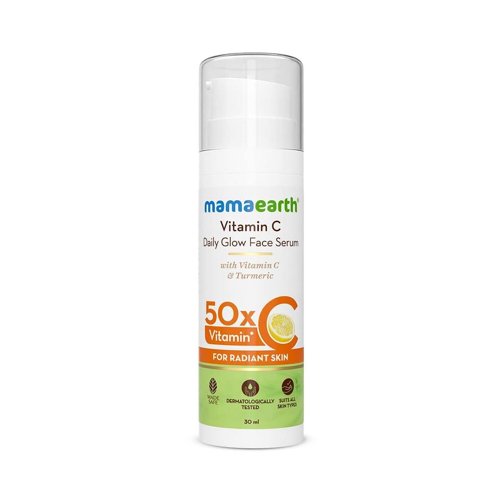 Mamaearth Vitamin C Gesichtsserum 30ml Für Strahlende Haut, Dunkle Flecken Korrektur & Aufhellende Behandlung Mit Niacinamid & Kurkuma