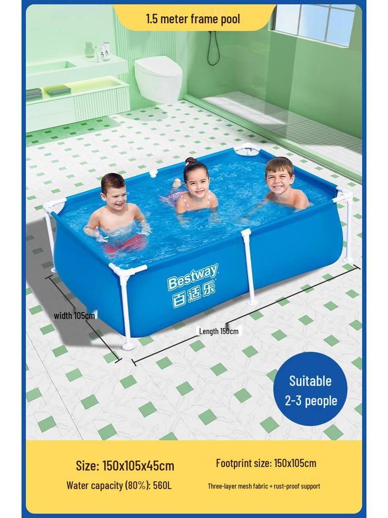Bestway Inflatable Family Frame Pool for Children & Babies - Outdoor Folding Fish Pond