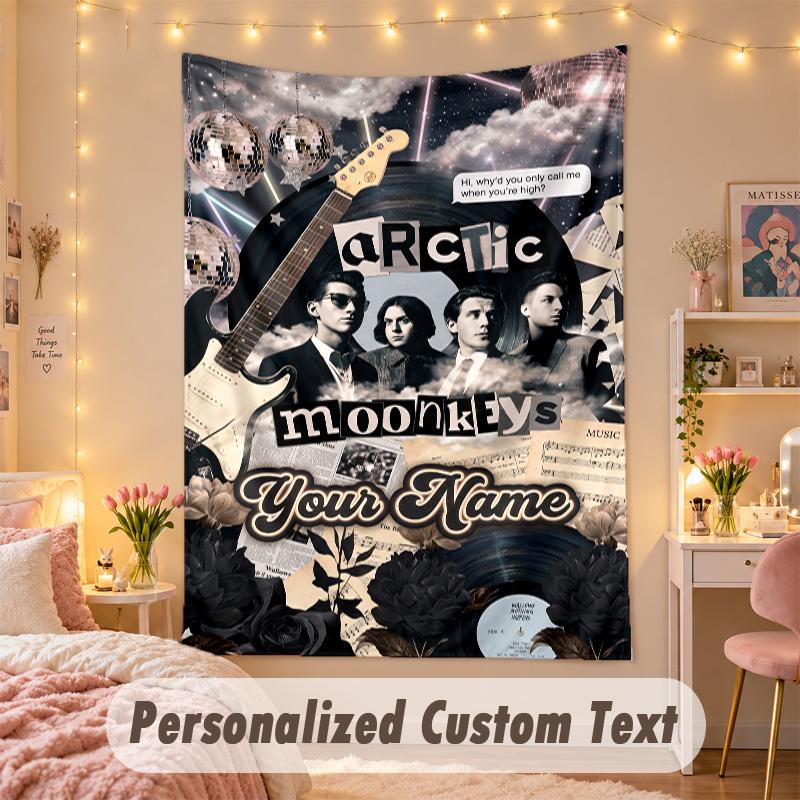 Custom Personalized Tapestry,Arctic Monkeys Print Custom Name Text Wall Art Hanging for Bedroom