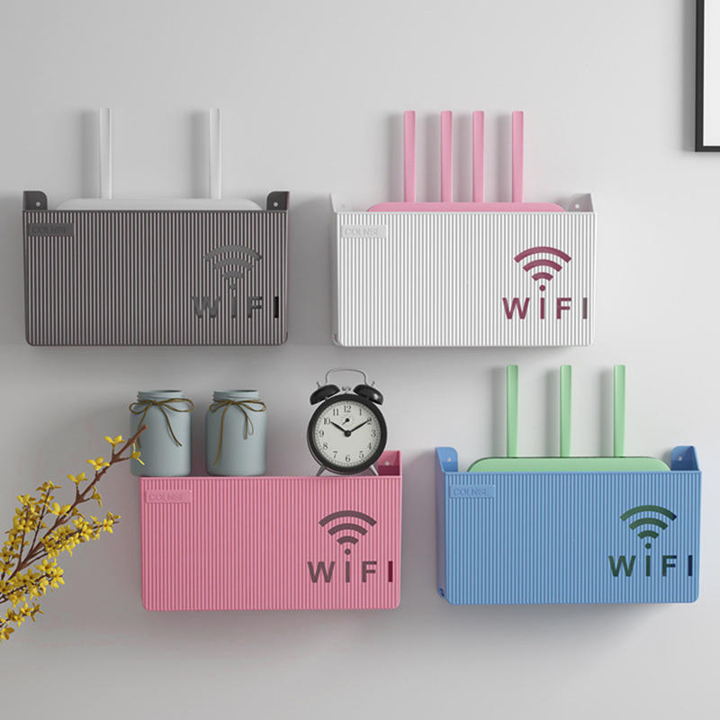 Wireless Wifi Router Shelf Storage Box Wall Hanging ABS Cable Power Bracket Organizer Box Household Living Room Decoration