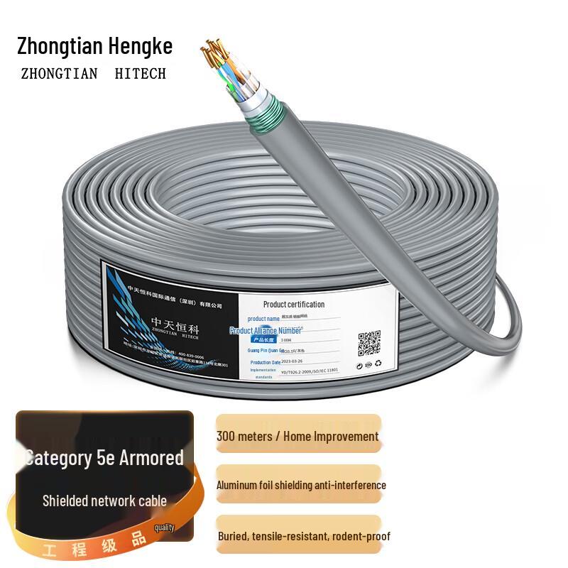 Zhongtian Hengke Cat5e Armored Anti-Rat Bite Network Cable