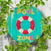 Pool Zone Vintage Lifebuoy Metal Tin Sign Wall Art Patio Garden Lake House Gift