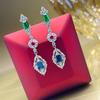 Huitan Green/Red/Blue Cubic Zirconia Dangle Earrings for Women Wedding Accessories Exquisite Female Earrings New Trendy