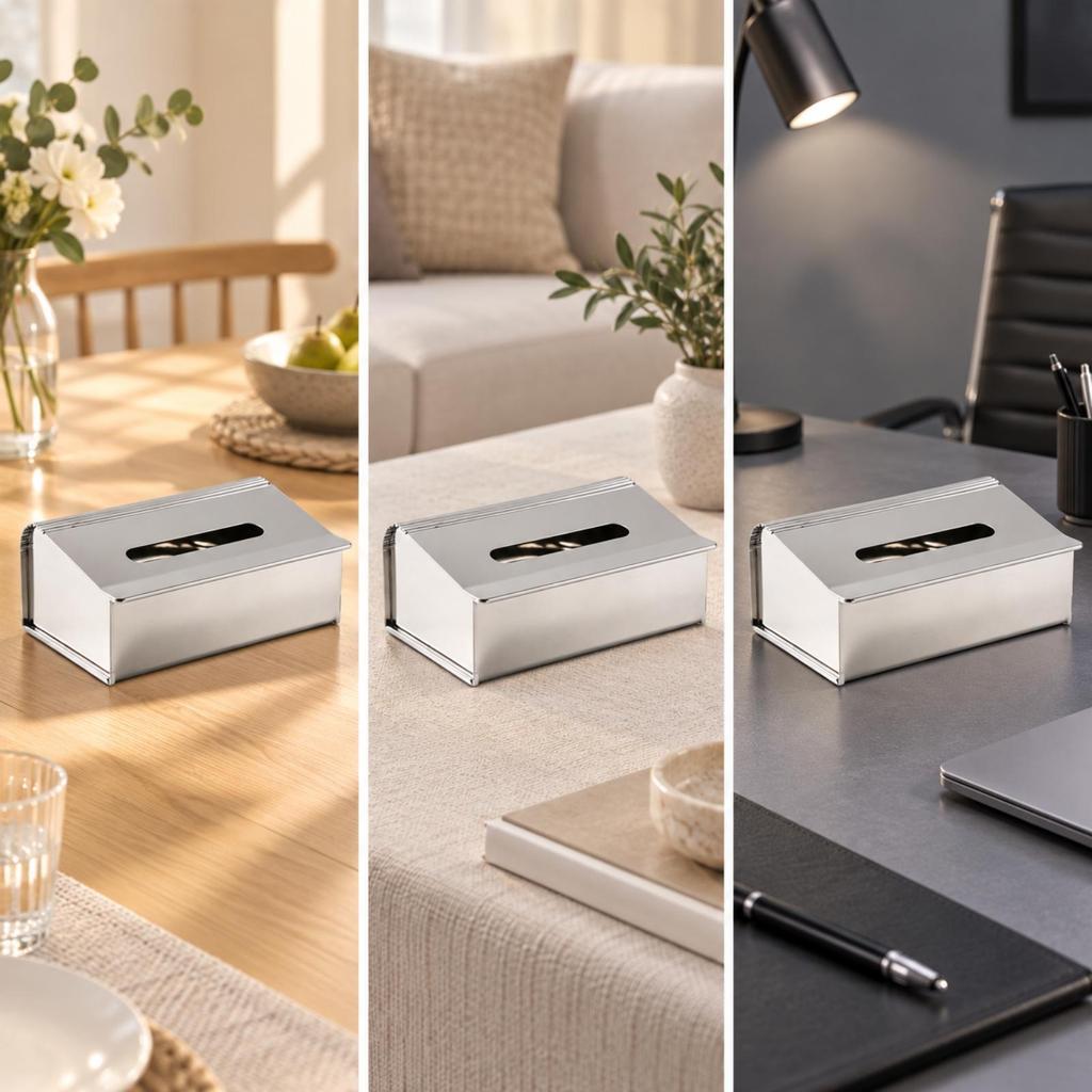 Stainless Steel Tissue Box Holder Sturdy for Bathroom