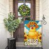 Hello Summer Chicken Garden Flag 12x18 Inch Double Sided – Funny Cool Rooster with Sunglasses & Sunflower Yard Decoratio