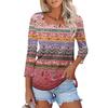 Women's 3/4 Sleeve Square Neck Floral Shirt Casual Loose Tunic Top