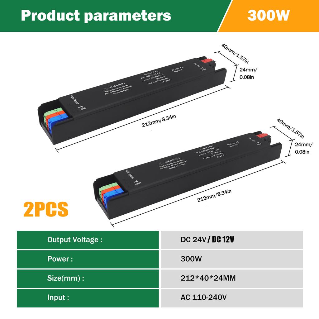 Ultra Thin LED Power Supply 12V/24V 400W 300W 200W 100W 60W LED Driver AC/DC Transformer Converter for LED Strip Indoor Lighting