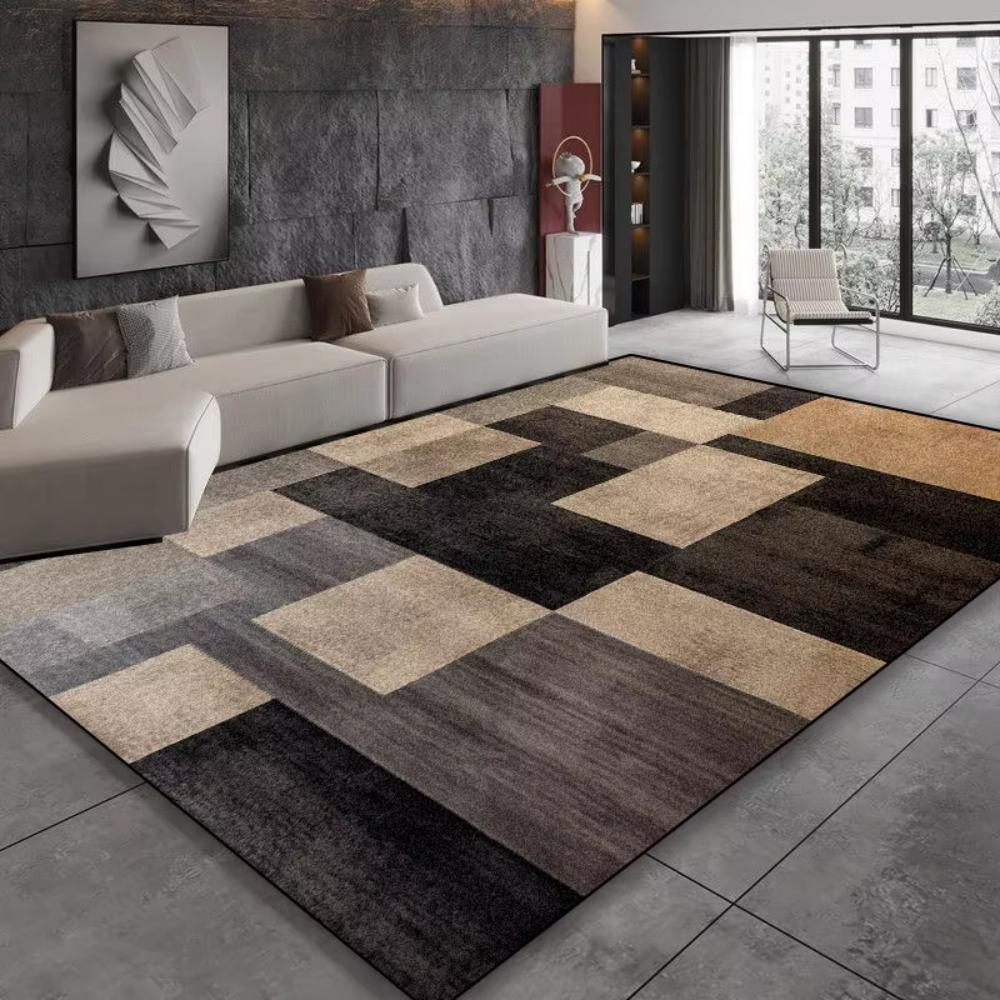 Timeless Black Brown Geometry Carpet for Living Room Decor Bedroom Bedside Soft Floor Mat Home Sofa Coffee Table Nonslip Rugs