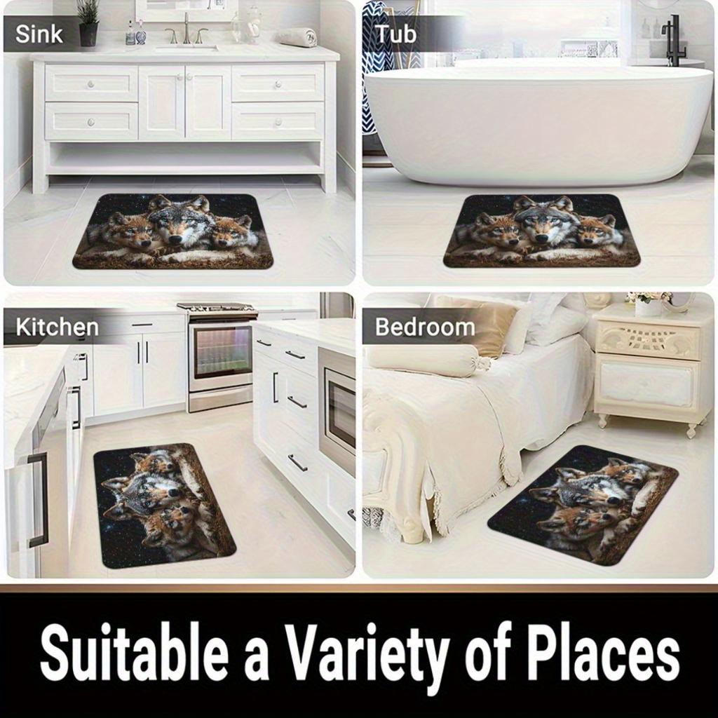 Starry Sky Wolf Print Kitchen Rug, Anti Fatigue Waterproof Non-Slip Comfort Standing Floor Mat for Kitchen