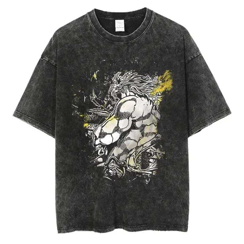 Vintage Washed JoJo Bizarre Adventure Anime Print Arrival Pure  Cotton Clothing Fashion Mens Tshirts