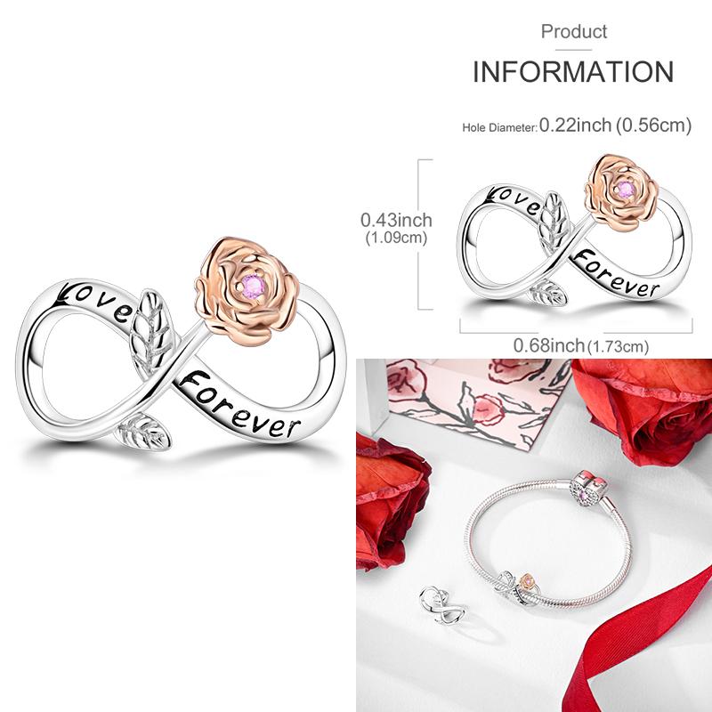 Copper Romantic Couple Rose Ring Proposal Valentine'S Day Charms Beads Fit Necklace Bracelets Diy Jewelry Gifts