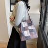 Lightweight and Versatile Canvas Women's Bag Tote Bag Women's Large-capacity Student Leisure Bag New Plaid Shoulder Bag