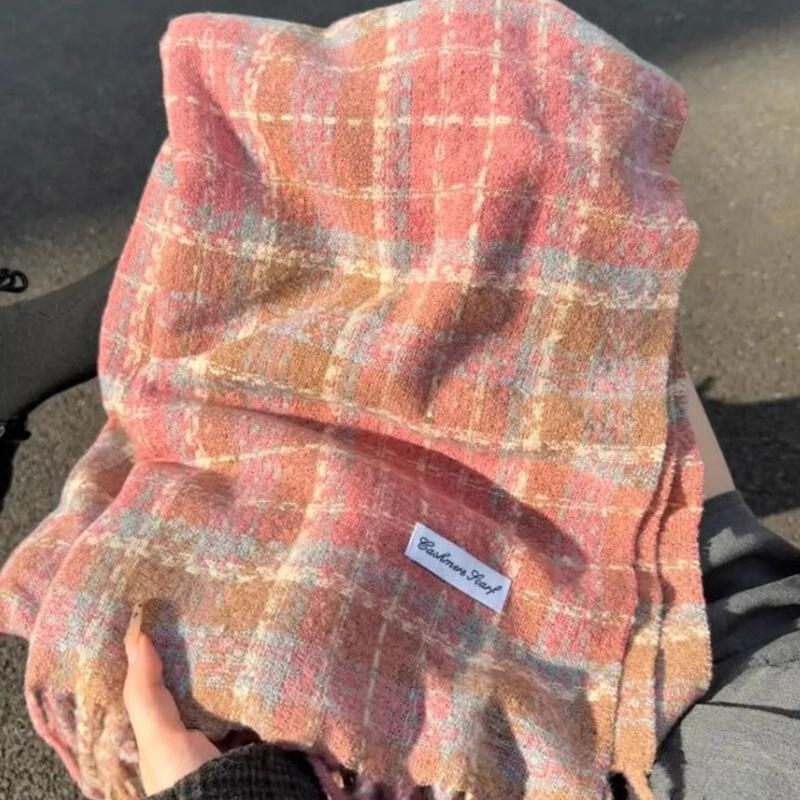 

Анджела красно-ягодная звезда рождественский клетчатый шарф женский осенне-зимний рождественский утолщенный атмосферный шарф подарок 190cm