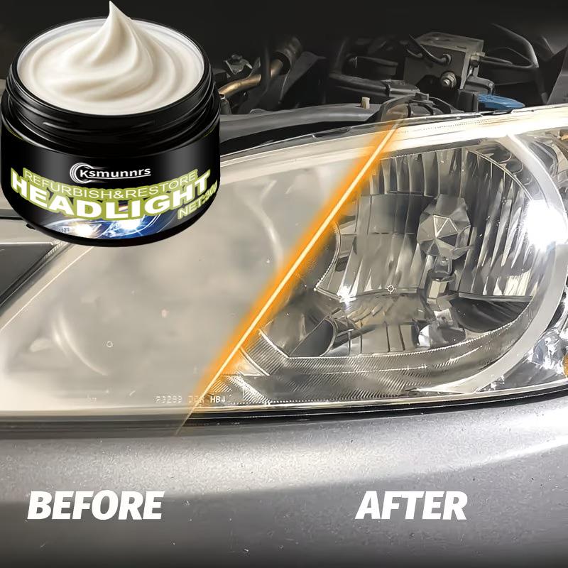 Automotive Headlight Repair Wax – Headlight Refurbishing Polish. Repairs yellowing, oxidation and hazing for brighter illuminati