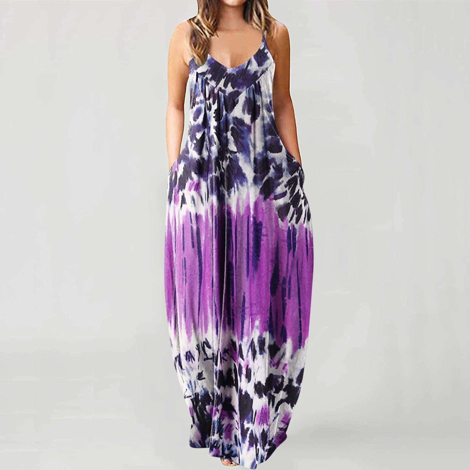 

Модное женское свободное повседневное летнее платье без рукавов с карманами и принтом M розовый