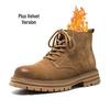 Men's Genuine Leather High-Top Martin Boots: Winter, Velvet-Lined, British Retro Style in Big Yellow, Versatile and Casual Workwear.