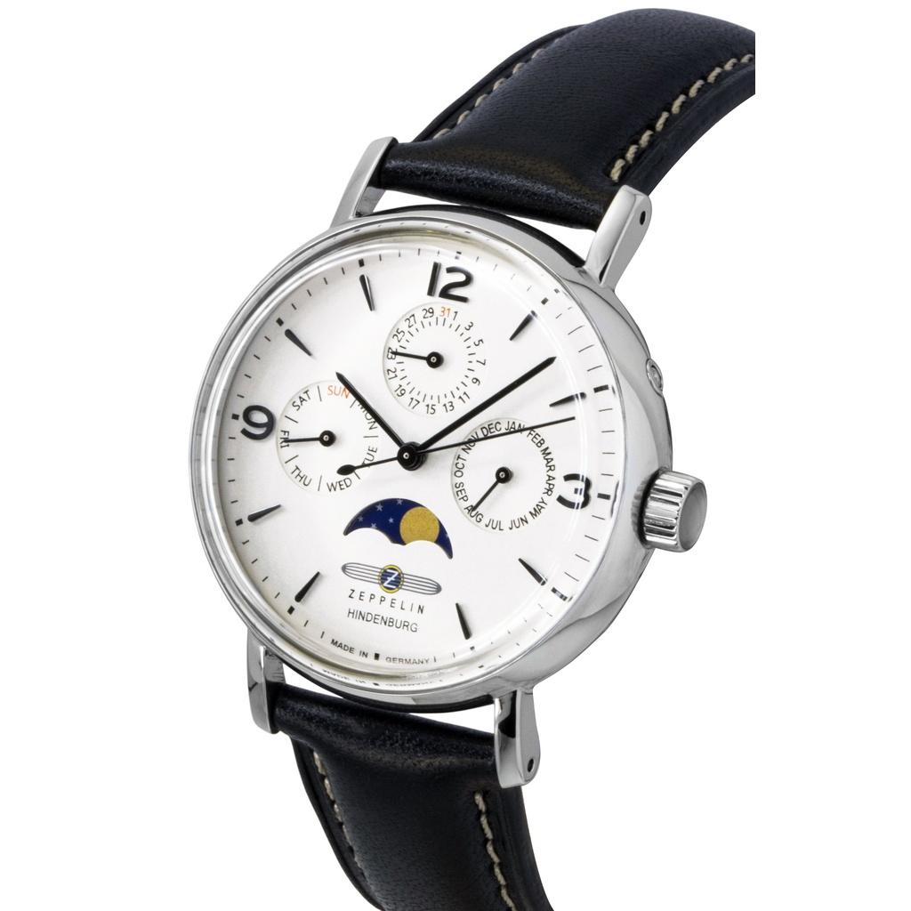 Zeppelin LZ 129 Hindenburg Moon Phase Leather Strap White Dial Quartz 80755 Women's Watch