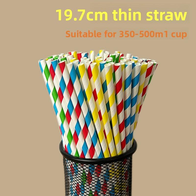 Degradable Striped Paper Drinking Straws For Parties And Creative Beverage Serving
