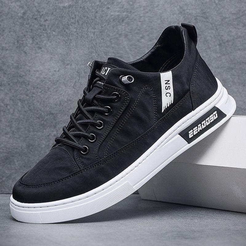 Men's Summer Breathable Canvas Sneakers, Korean Style Thick Sole Sports Shoes