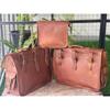 Leather Motorcycle 2 Saddle Bags Brown Side Pouch Panniers (Free Mobile Bag Size - 9 X 7 X 3 In)