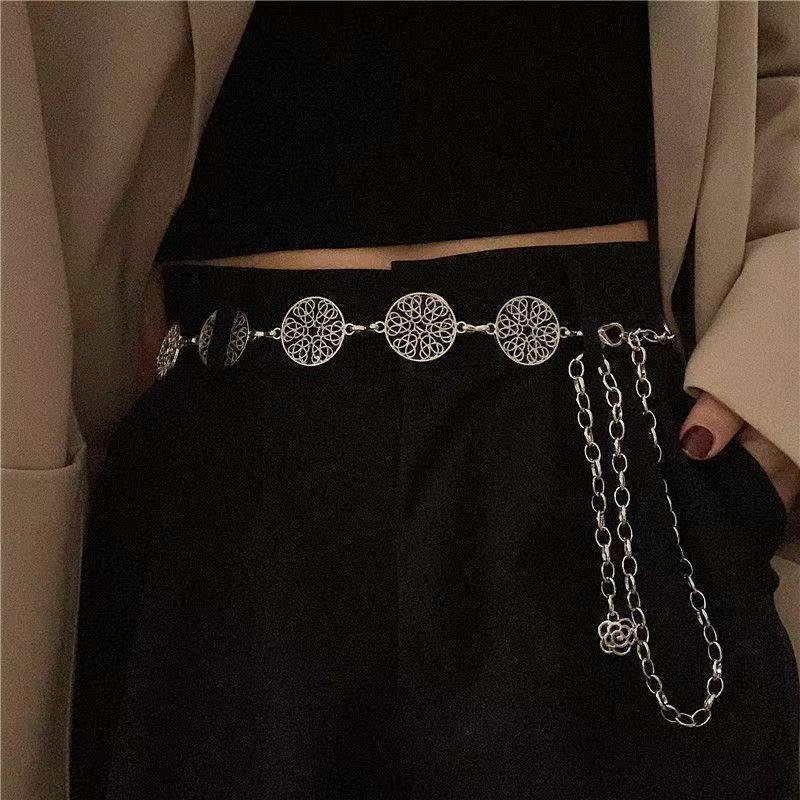 

European and American Metal Hollow Waist Chain Women s Decorative Dress with Suit Versatile Belt Waist Chain Belt Women 105cm