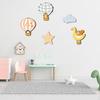 5 Pcs Hot Air Balloon Wall Art with Star Cloud Cartoon Animal Wooden Balloon Nursery Decor Boho Wall Sculpture for Living Room Bedroom Playroom