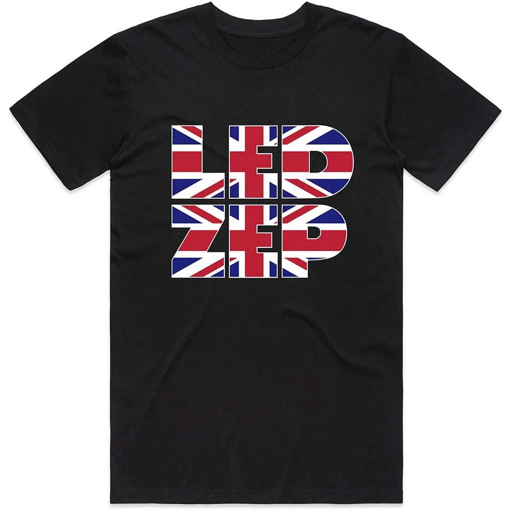 Men s Led Zeppelin Union Jack Type Slim Fit T-shirt Small Black S