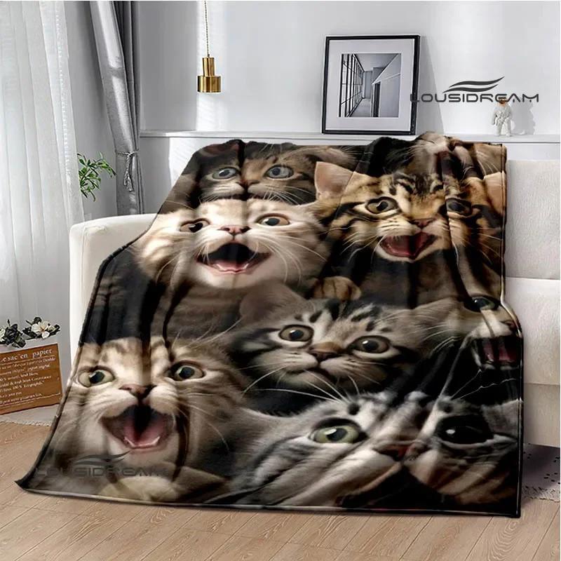 3D Cute Cat Printed Blanket Flannel Warm Blankets Soft and Comfortable Blanket Bed Linings Cubre Cama Birthday Gift