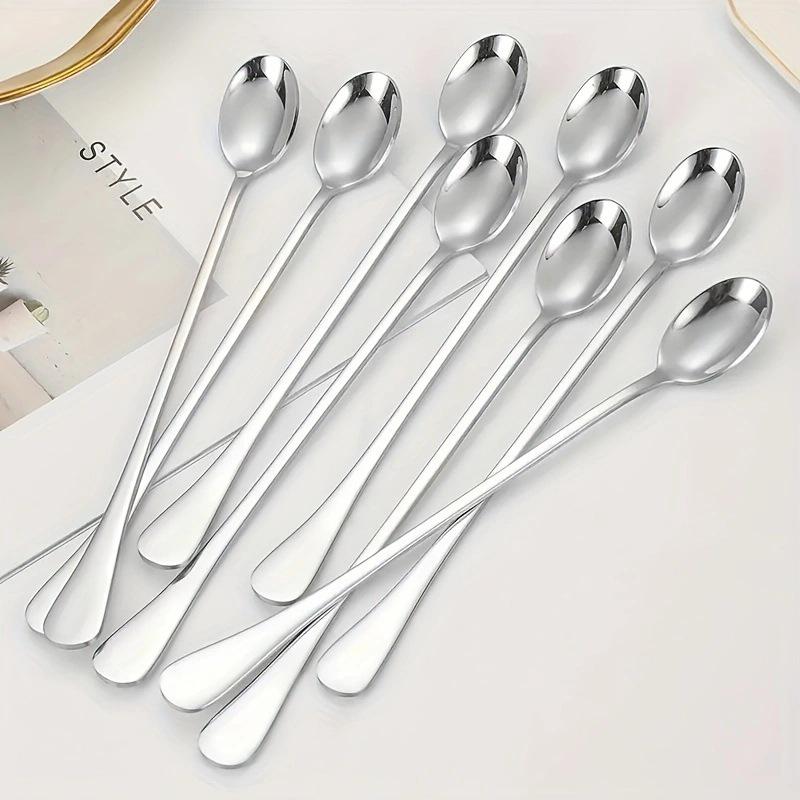 Stainless Steel Long Handle Mixing Spoon for Coffee, Dessert, Condiments, Iced Tea, and Smoothies