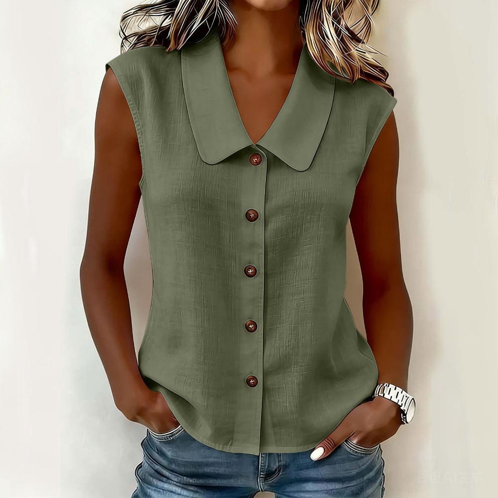 Women Elegant Commuter Sleeveless Button Cardigan Top, Fashion Blouse for Summer