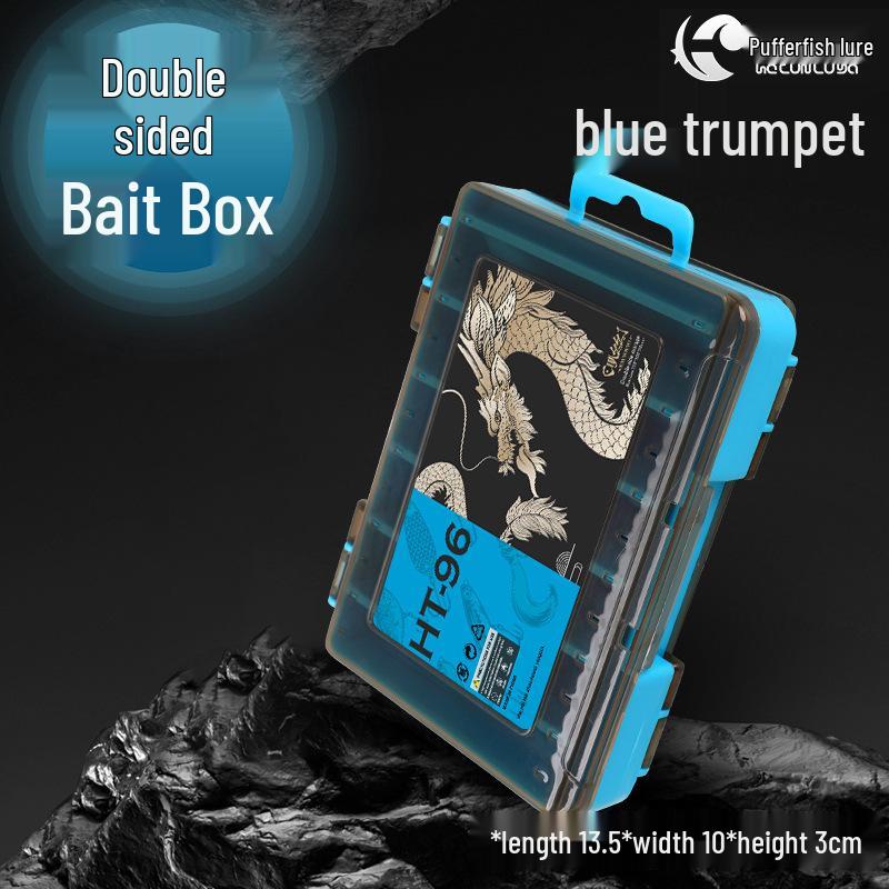 Double-sided Hard Bait Storage Box with Multi-Compartments - Thickened, Hand-held, Dual-Layer Lure Organizer for Sea Fishing.