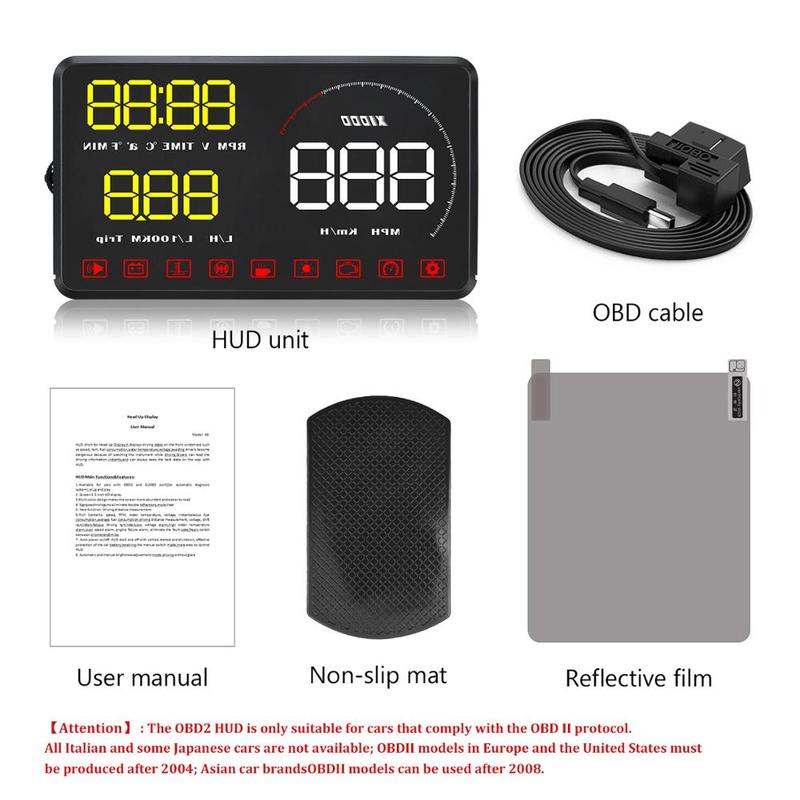 Blue White A9 HUD 5.5in Universal Car Head Up Display ODB2 System Automotive Diagnostic Head Up Display Accesorios Automovil