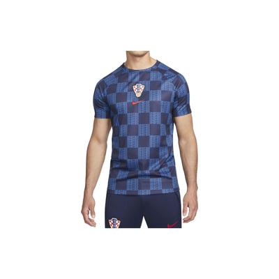 Camiseta de Gola Redonda Xadrez com Badge Masculina Tops Azul DM9546-498