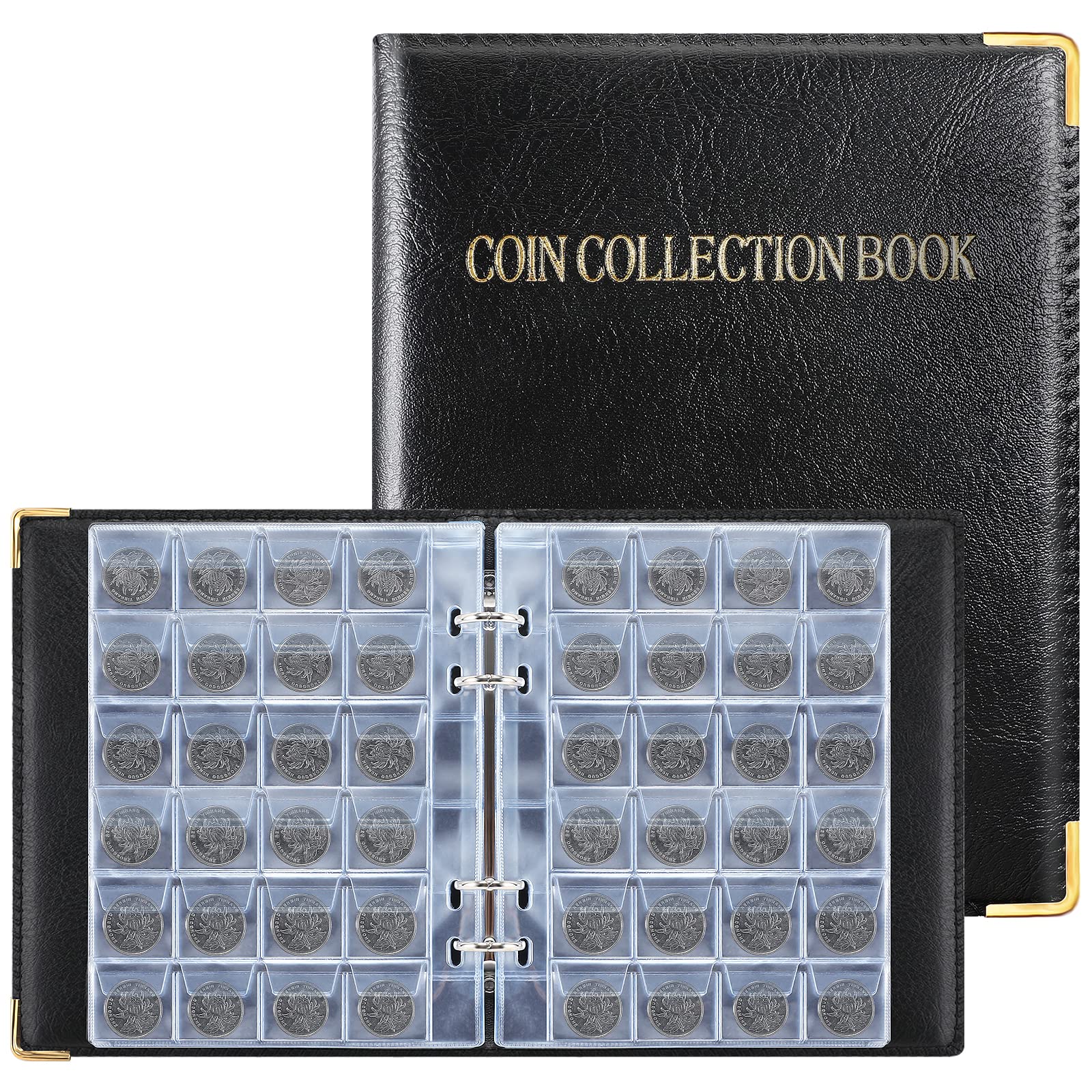 

PAKESI Coin Album, Coin File, Large Capacity, Holds 480 Coins, Pocket Size 3*3CM, for Coin Collecting, Antique Coins, Currency, Coin Collection File,