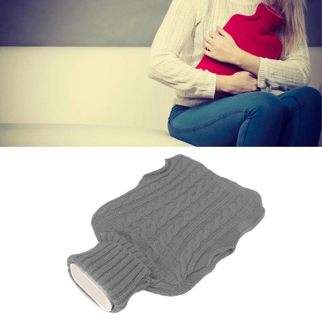 Hot Water Bag Rubber Explosionproof Water Injected Hand Warming Bag with Knit Hand Insert Cover Large