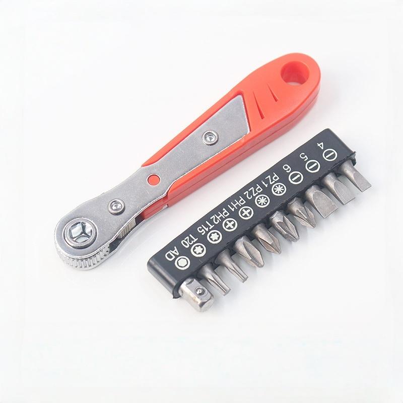 

Набор трещоточных отверточных рукояток 1/4 дюйма для узких мест Передний и задний угловые ключи Прямоугольная изогнутая Крестовая отвертка Сталь Красный Type2