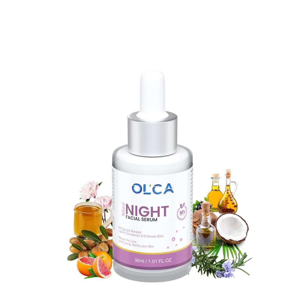 OLCA - Aging Facial Night Serum, Enhances Glow, Reduce Fine Lines (30 Ml)