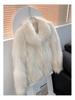 Stylish Mid-Length Winter Overcoat In Luxe Imitation Fox Fur