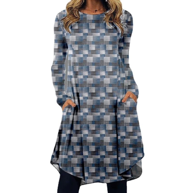 EastRogue Women's Fashion Spring Autumn Long Sleeve O-Neck Casual Dresses