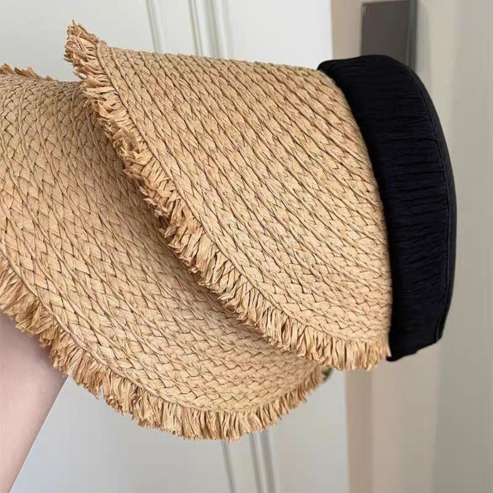 Woven Empty Top Hat Sunscreen Summer Sun Cap Fashion Straw Visor Cap  Girl