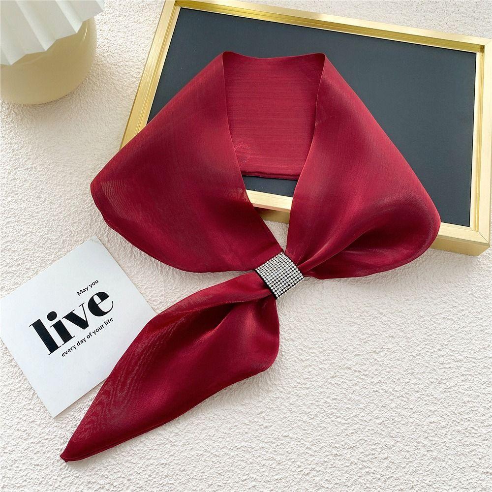 Neck Guard  Wraps Solid Color Silk Scarf Satin False Collar Cross Scarves Cross Neckerchief