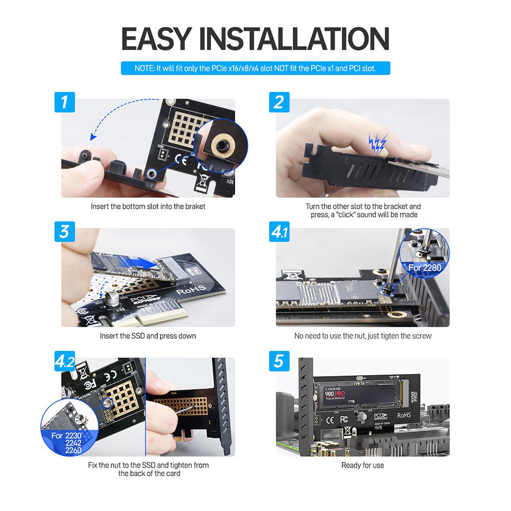JEYI SK4 PCIe 4.0 X4 To M.2 NVMe Adapter Card for Full-Speed SSD Expansion