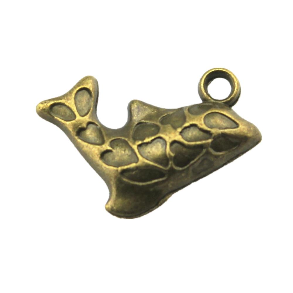 

10шт подвески в виде рыбы античная бронза цвет цинковый сплав 22х14мм