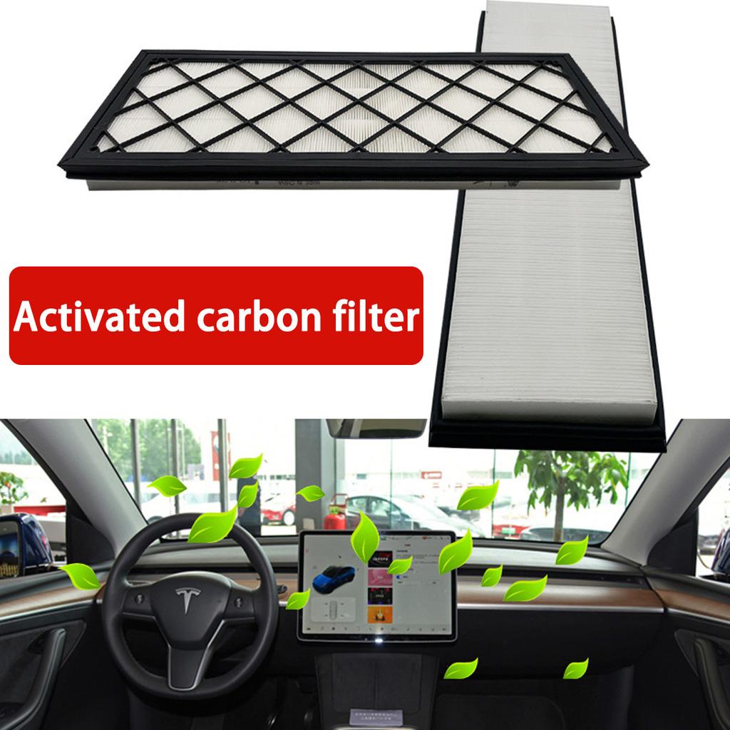 4PCS External Air Conditioning Filter Carbon Cloth Filter Suitable For Tesla Model Y 2020-2024 Activated Carbon Filter Cartridge